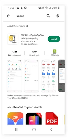 Install Winzip on Android