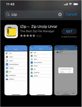 Install iZip on iPhone