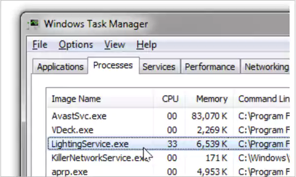 LightingService.exe in Task Manager
