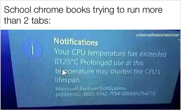 CPU Hotter Than Sun Meme