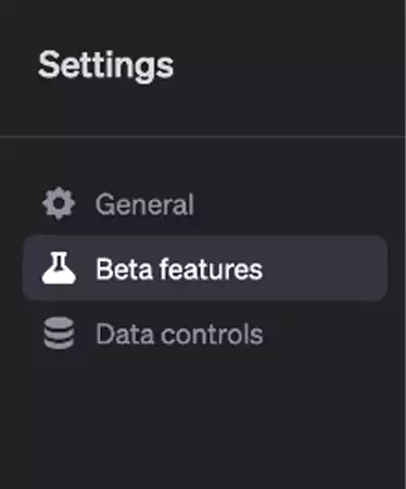 click on beta features