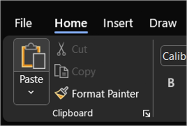 home tab in ms word