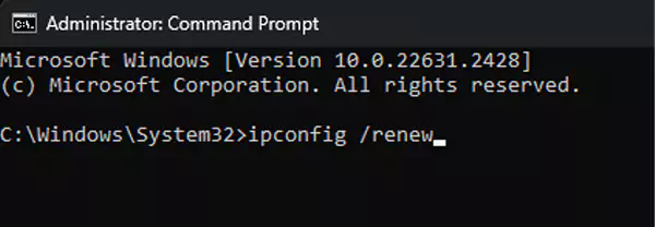 select renew on command prompt