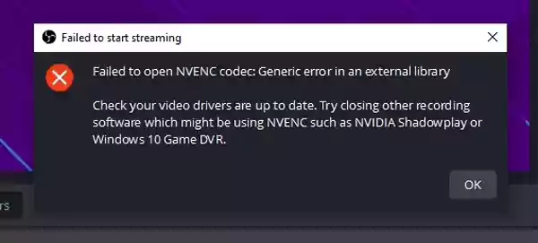 how to fix obs nvenc errors