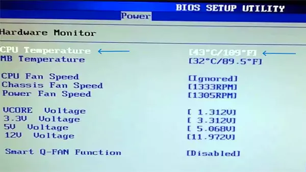 Bios interface - how to check CPU temp Windows 10
