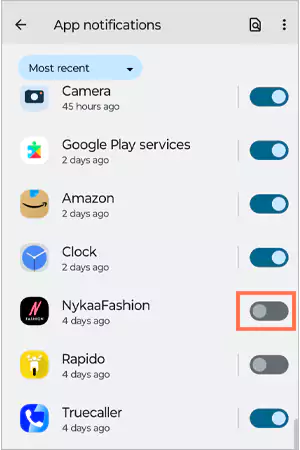 Disable app notification